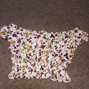 Floral off the shoulder American Eagle crop top